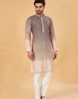 Green ombre kurta with pink embroidery