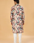 Multicolor Abstract Leaf Print Kurta