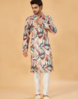 Multicolor Abstract Leaf Print Kurta