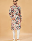 Multicolor Abstract Leaf Print Kurta