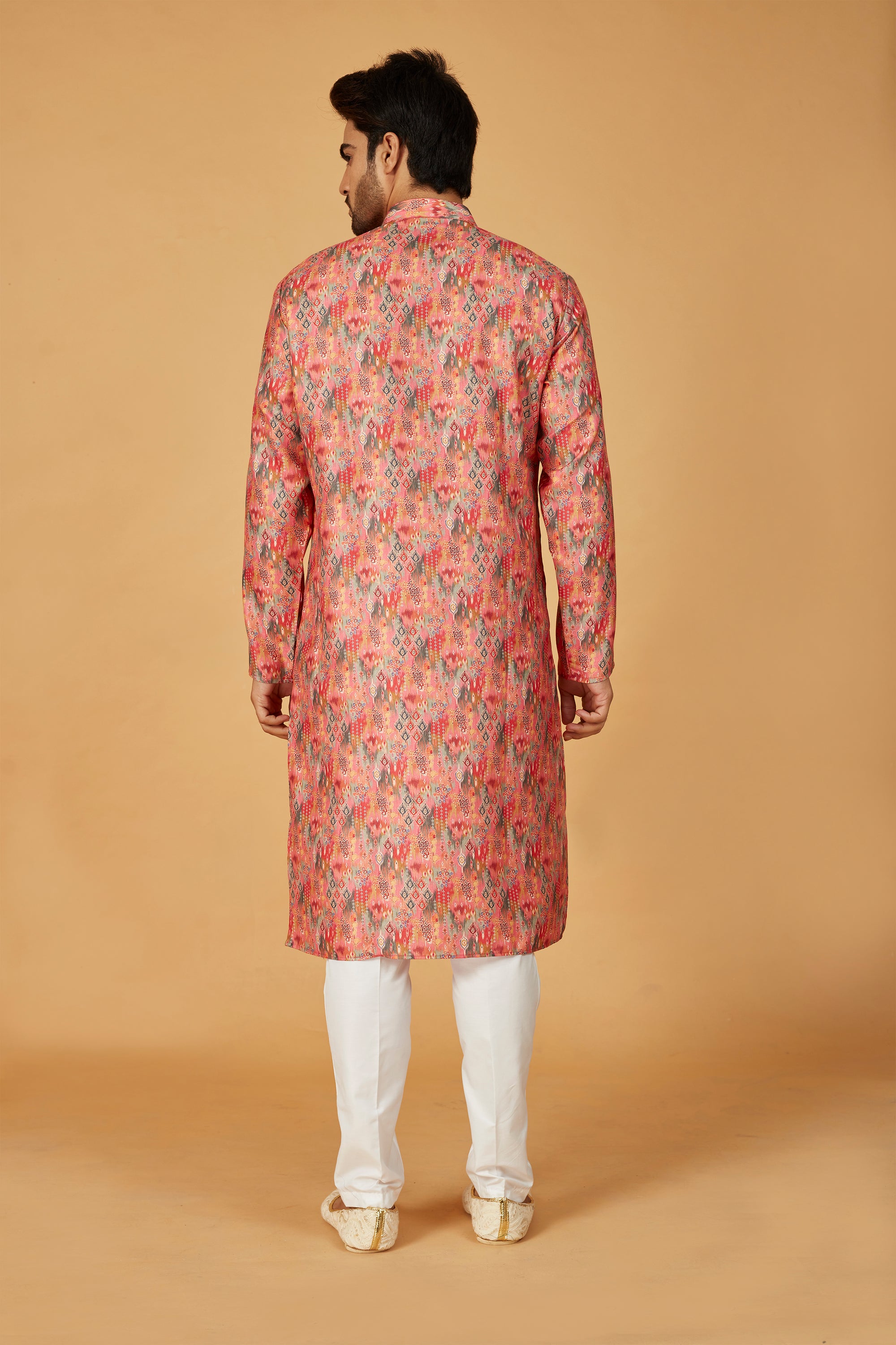 Coral Abstract Print Kurta