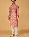 Coral Abstract Print Kurta