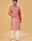 Coral Abstract Print Kurta
