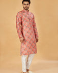 Coral Abstract Print Kurta