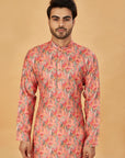 Coral Abstract Print Kurta
