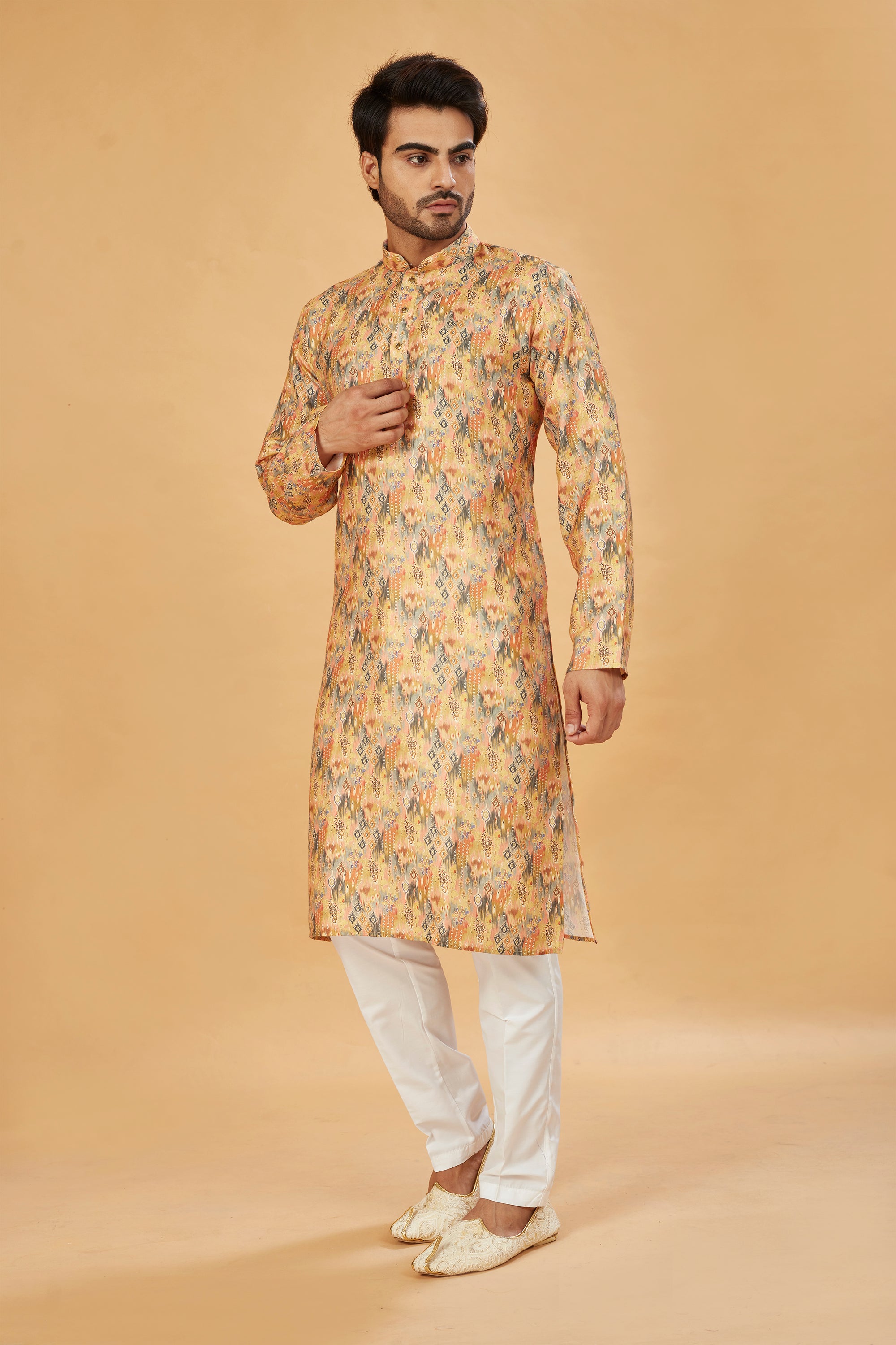 Mustard Abstract Print Kurta