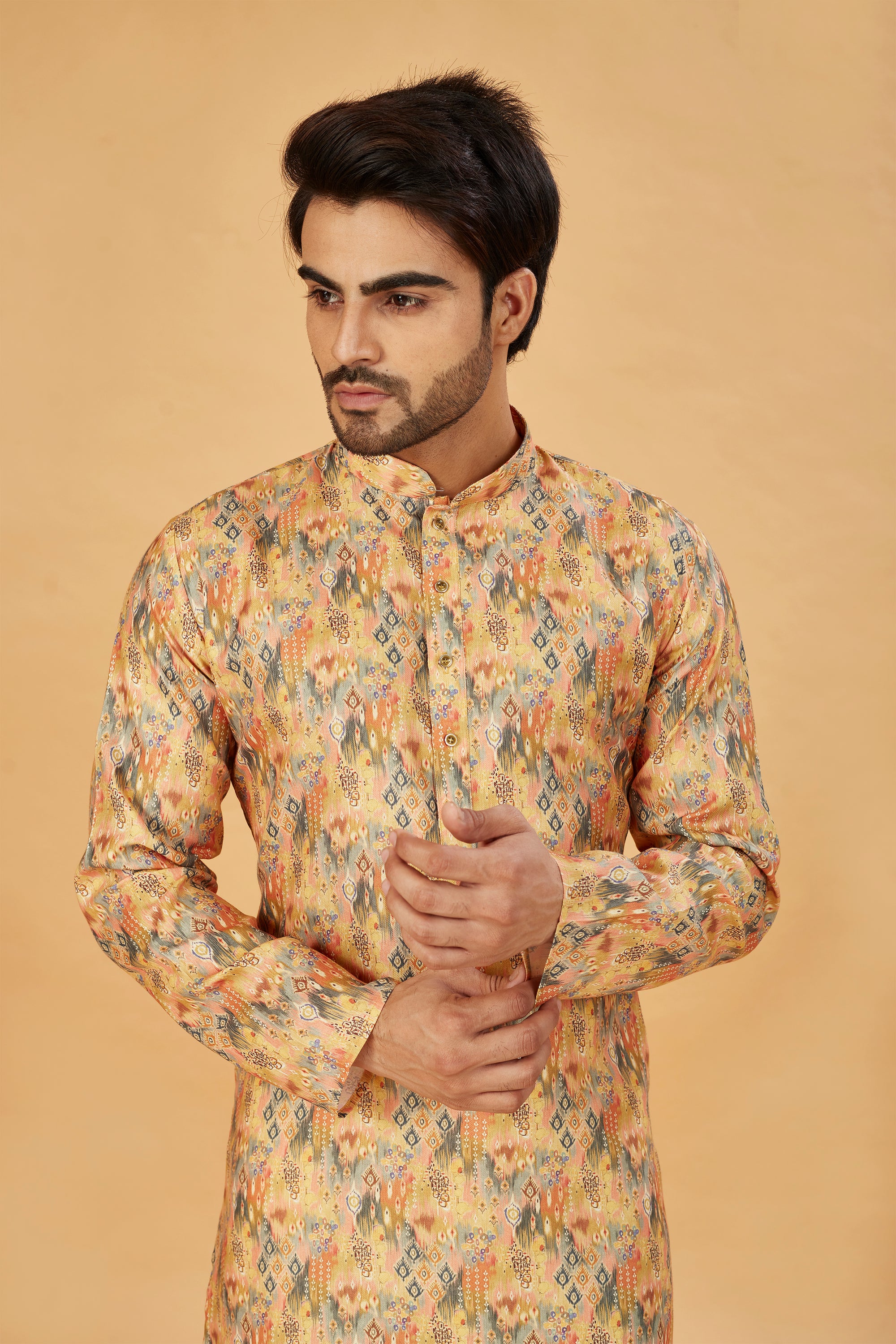 Mustard Abstract Print Kurta