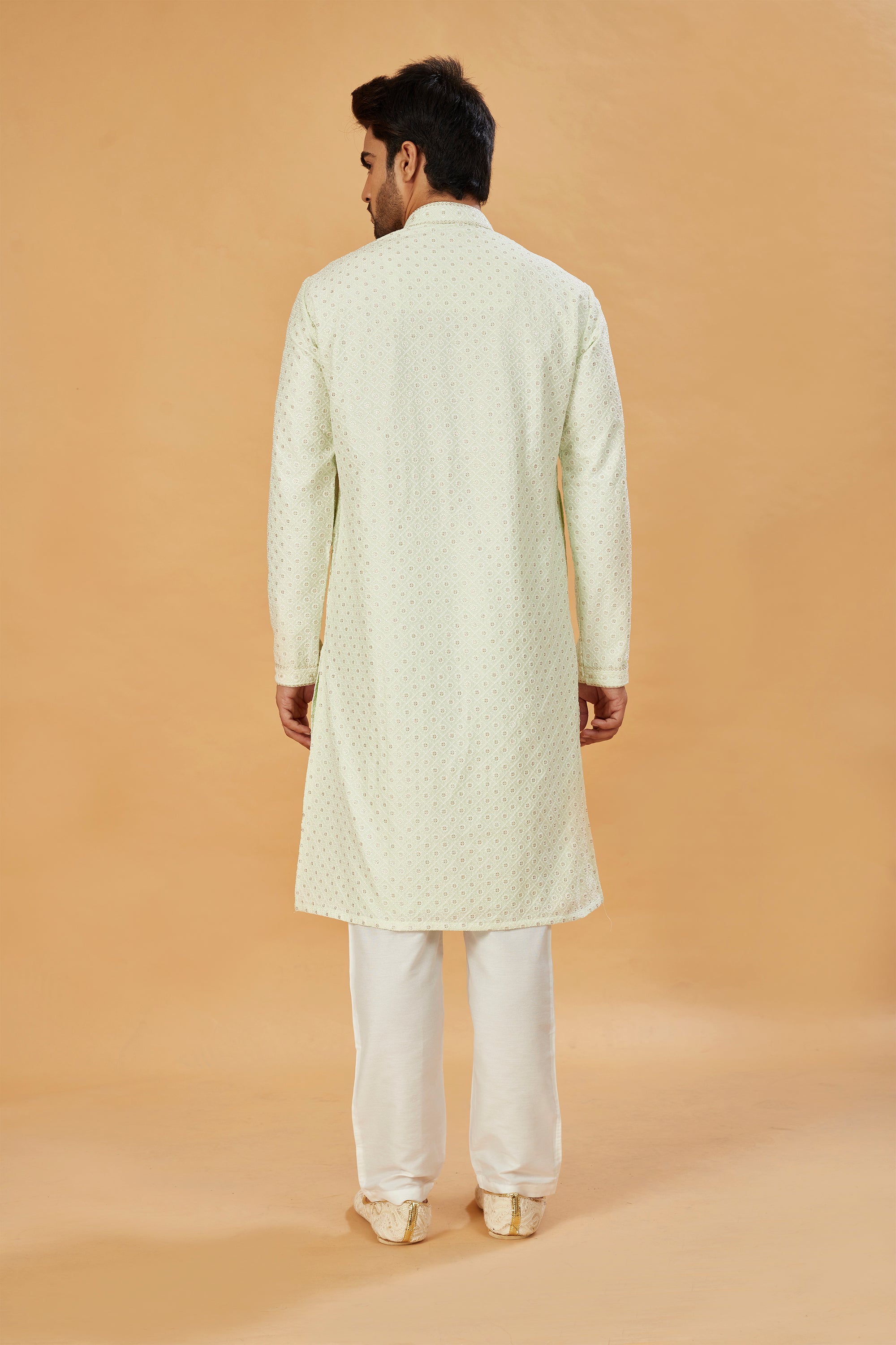 Pista Green Embroidered Kurta