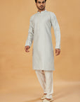 Light grey banarasi silk kurta