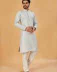 Light grey banarasi silk kurta