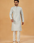 Light grey banarasi silk kurta