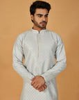Light grey banarasi silk kurta