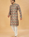 Multi-color green printed kurta