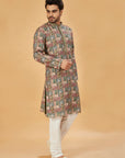 Multi-color green printed kurta