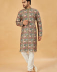 Multi-color green printed kurta