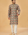 Multi-color green printed kurta