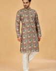 Multi-color green printed kurta