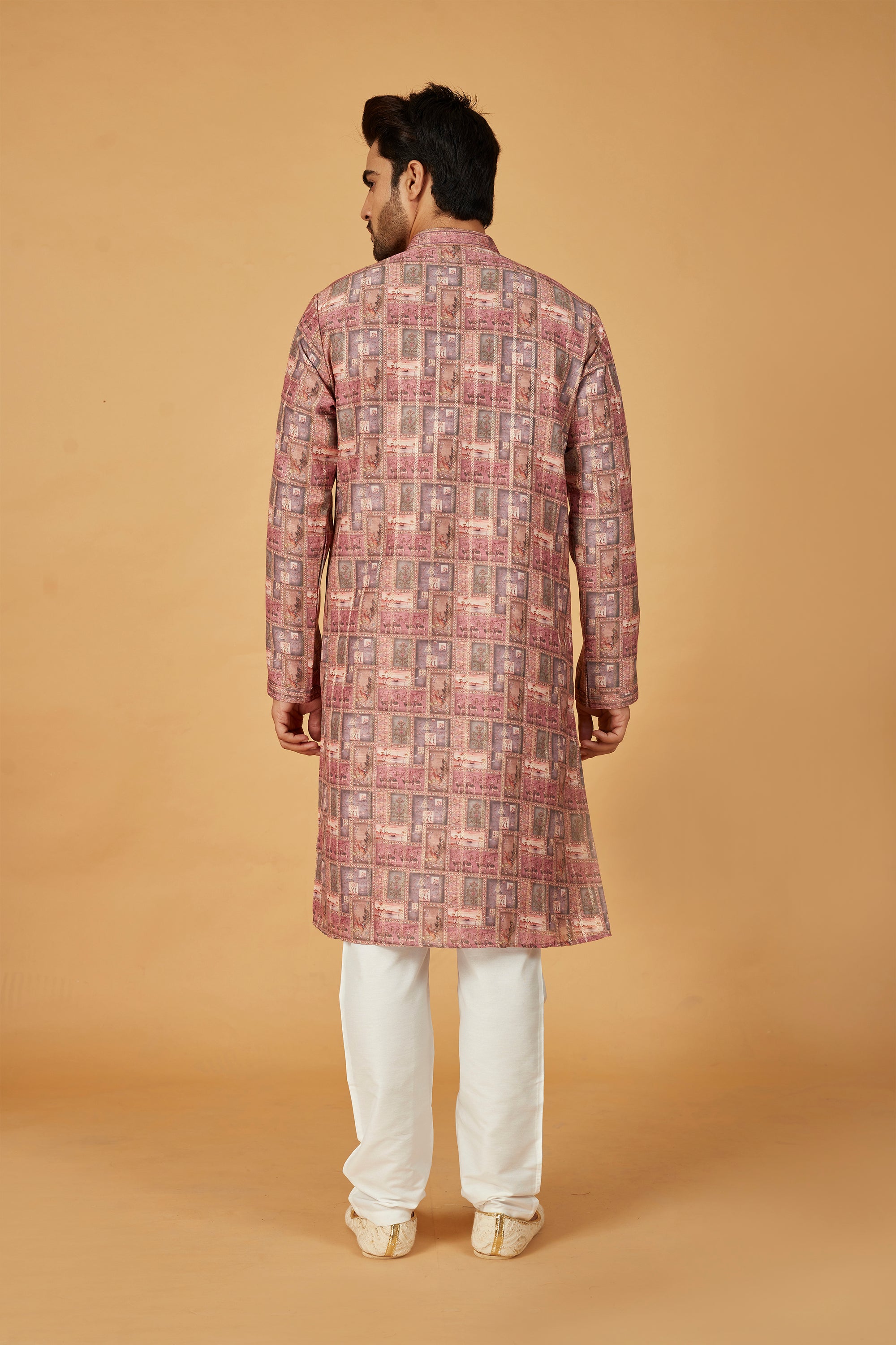 Multi-color pink printed kurta