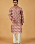 Multi-color pink printed kurta