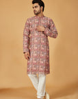 Multi-color pink printed kurta