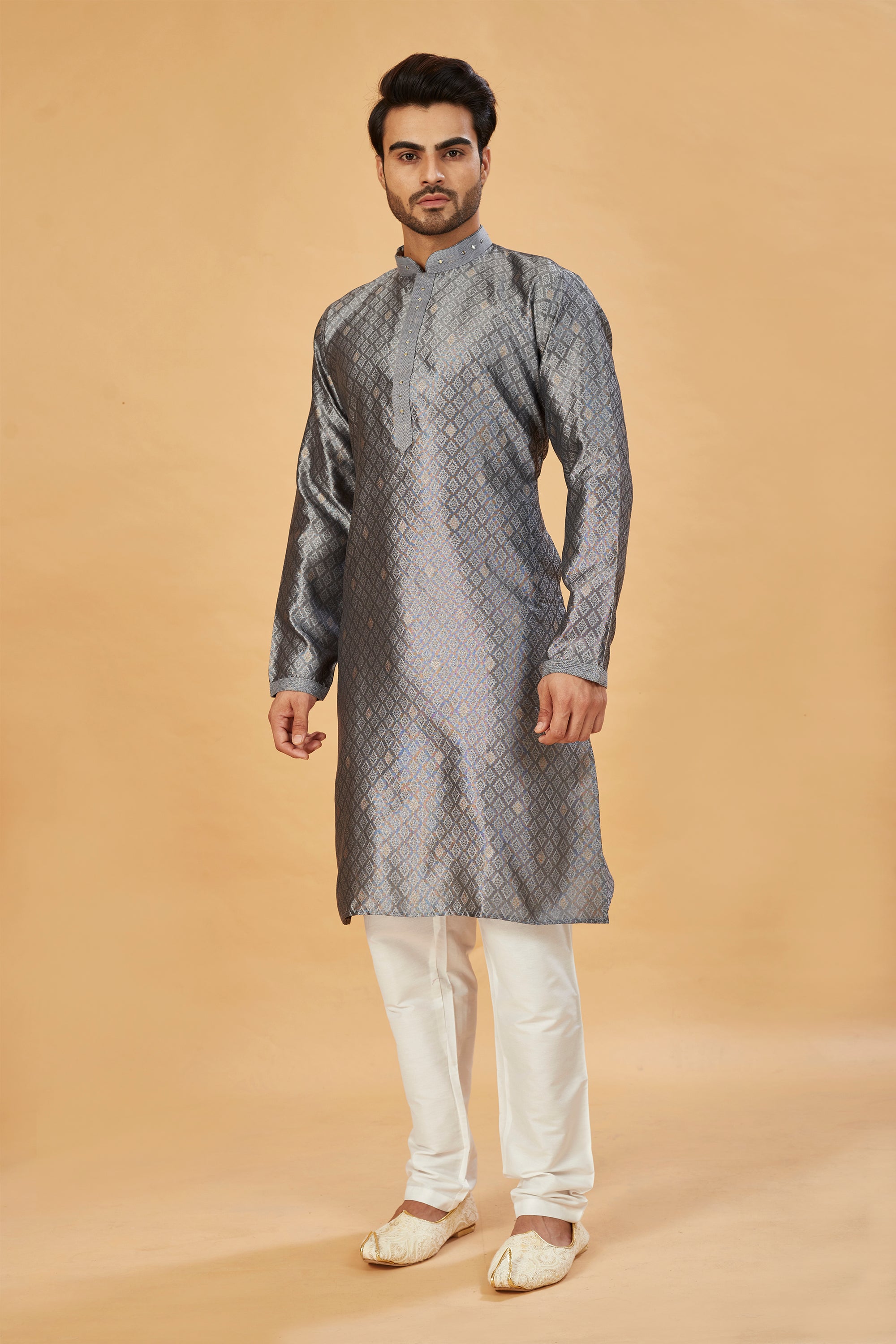 Grey motif kurta