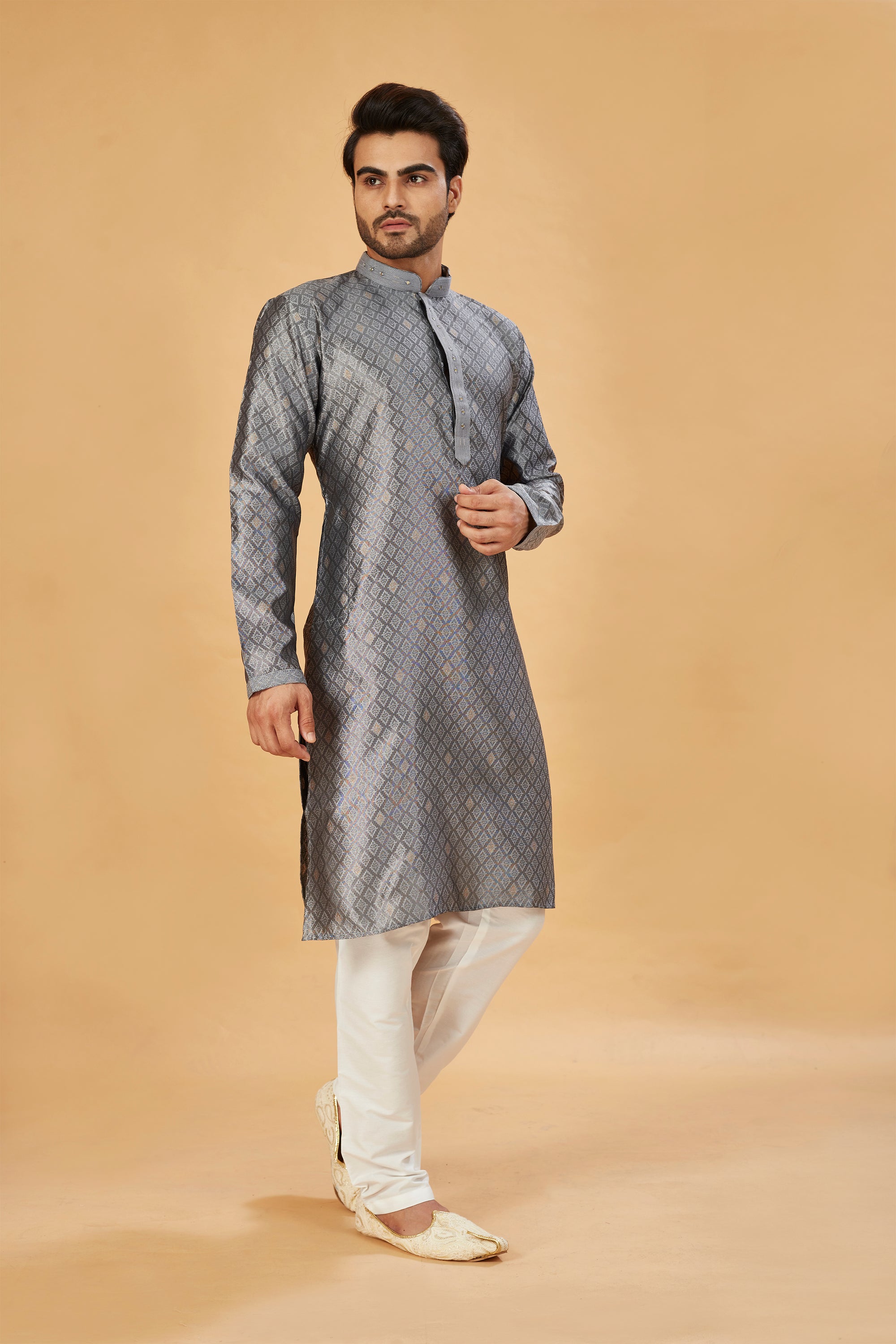 Grey motif kurta