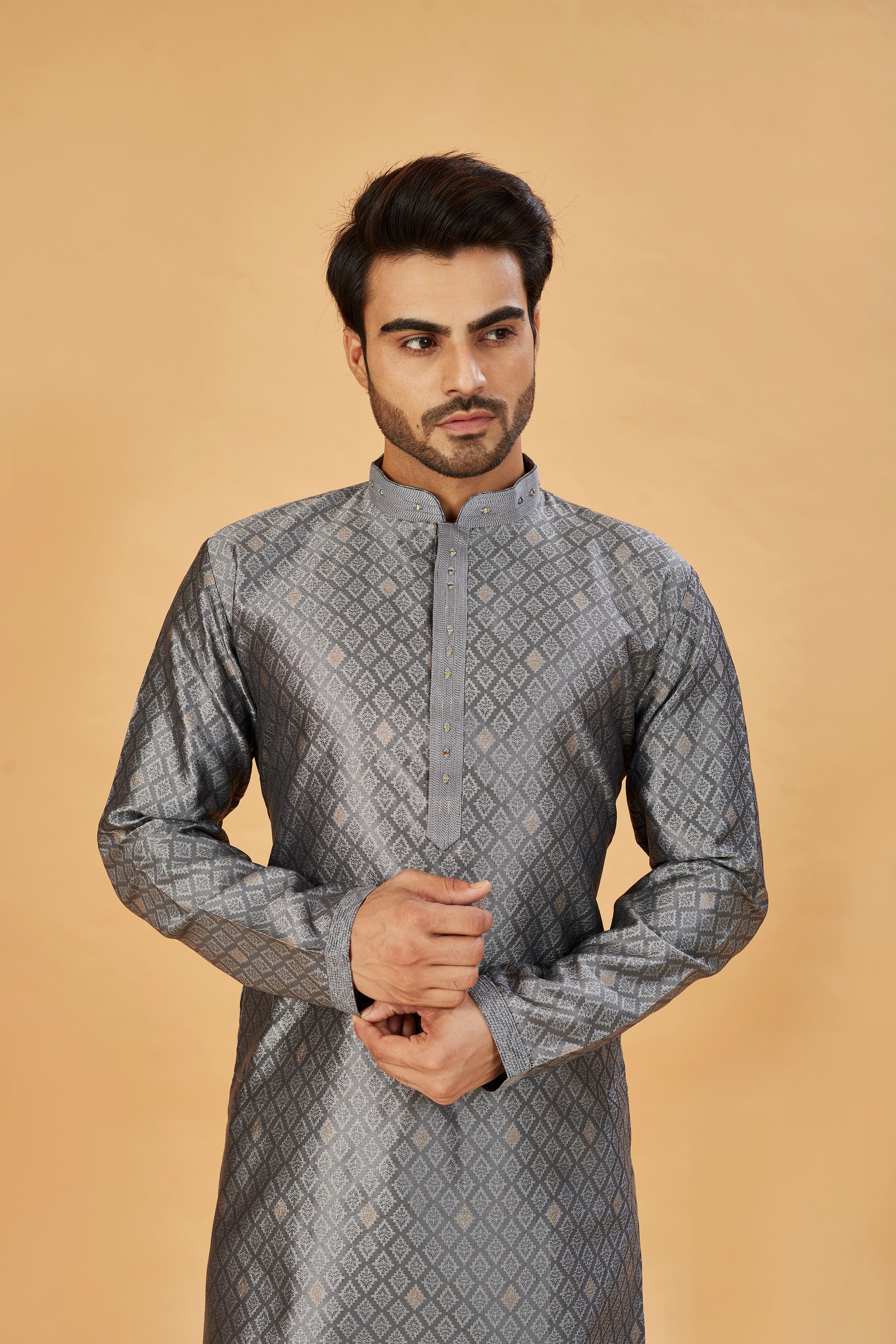 Grey motif kurta