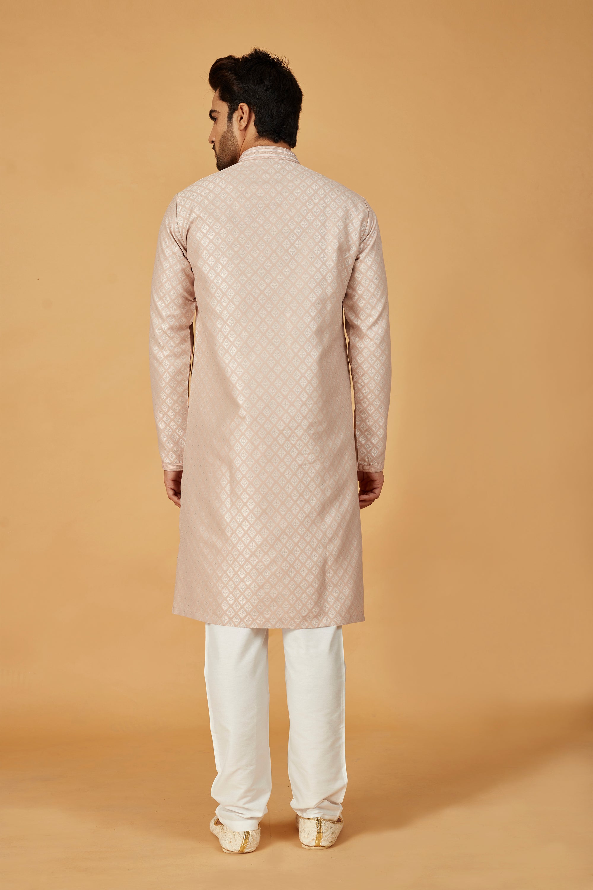 Beige banarasi silk kurta