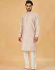 Beige banarasi silk kurta
