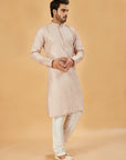 Beige banarasi silk kurta