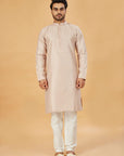 Beige banarasi silk kurta