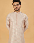 Beige banarasi silk kurta