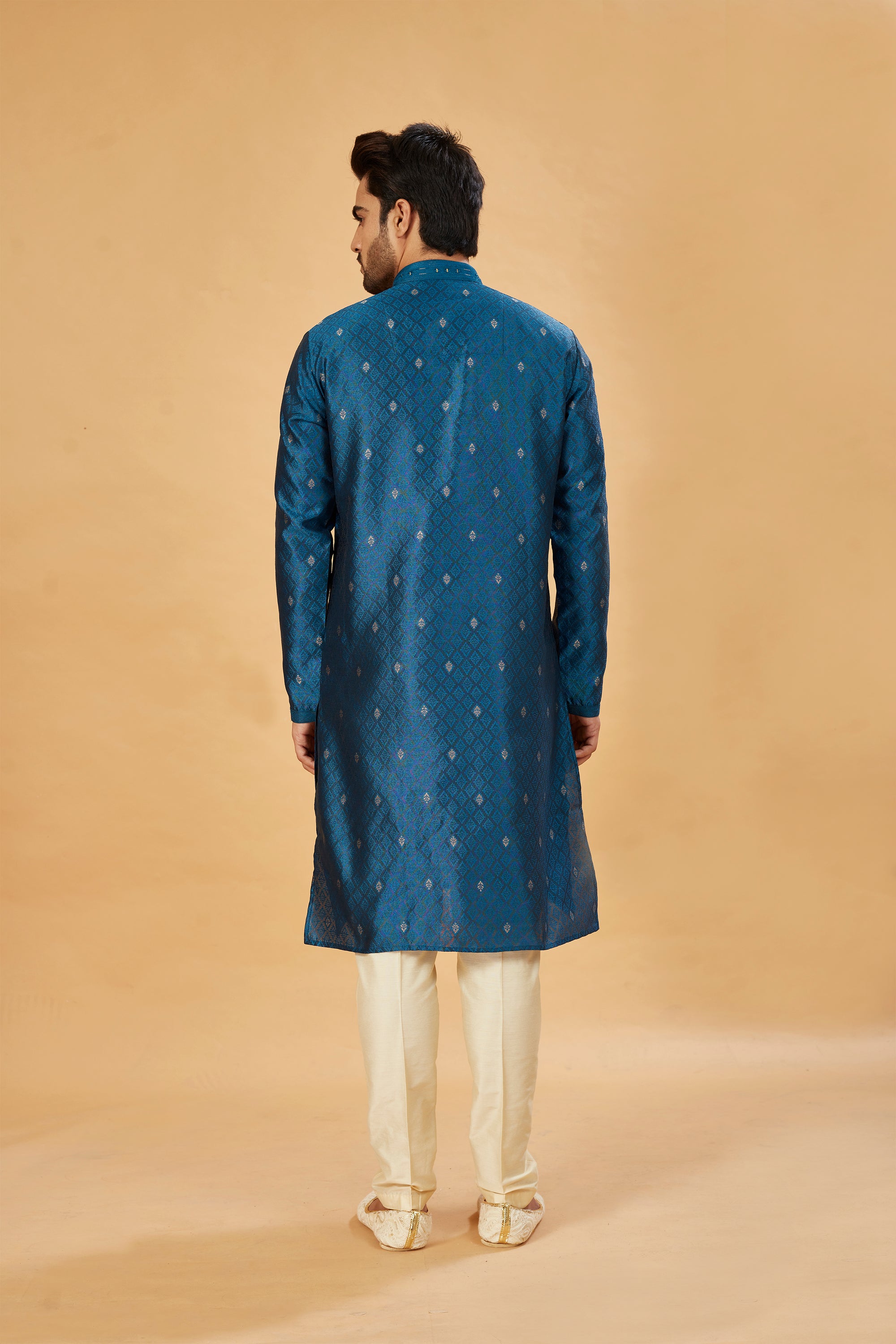 Royal blue motif kurta