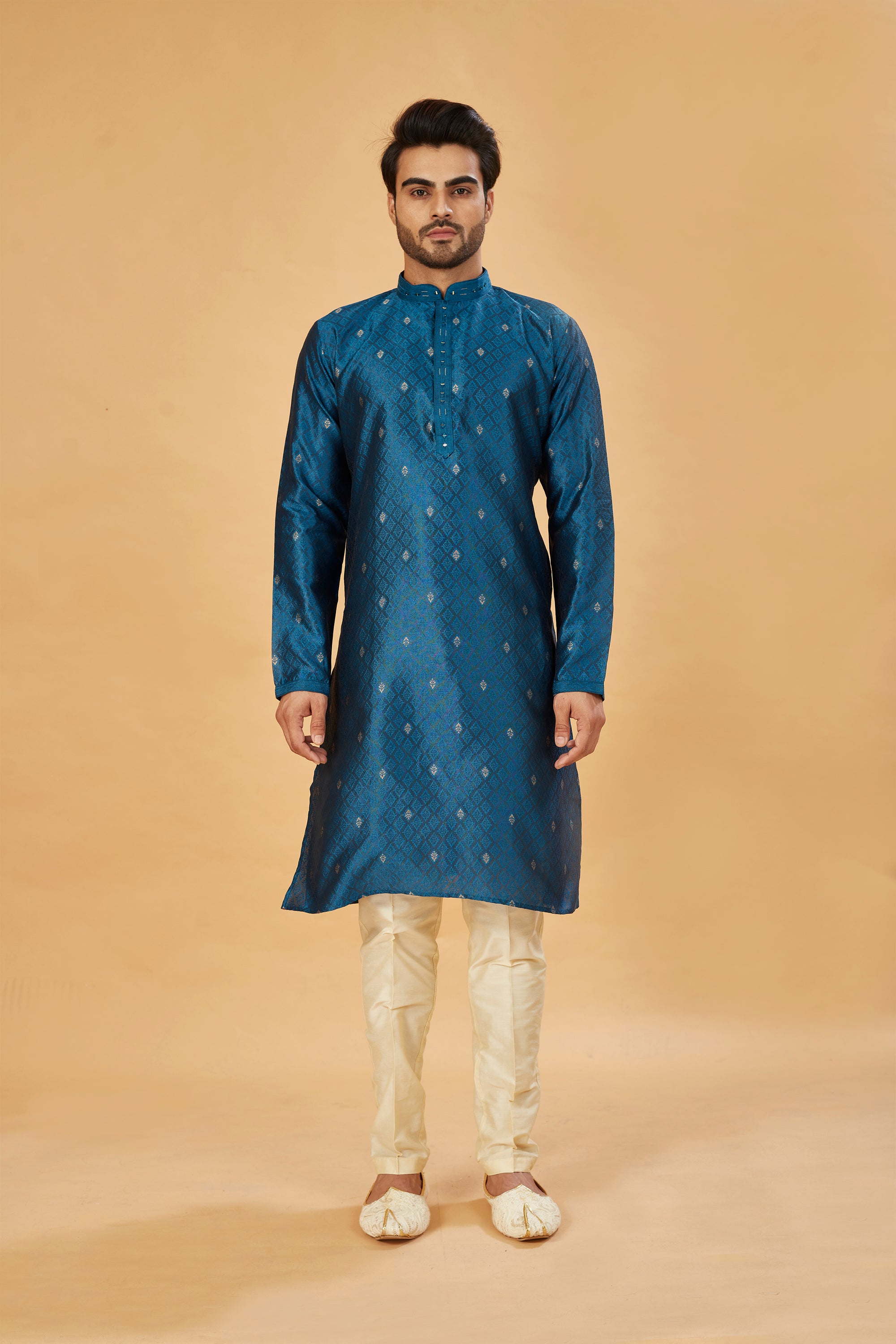 Royal blue motif kurta