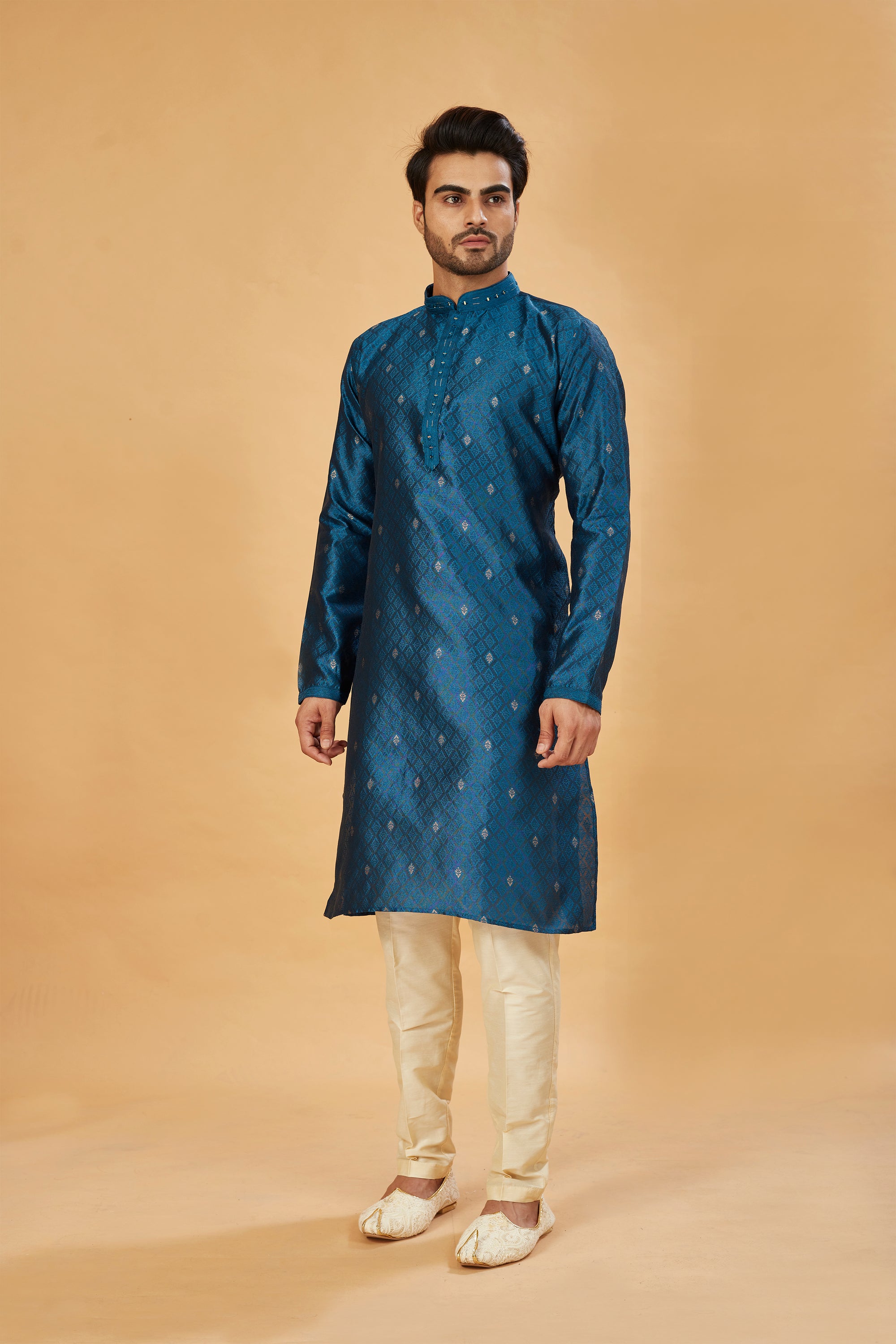 Royal blue motif kurta