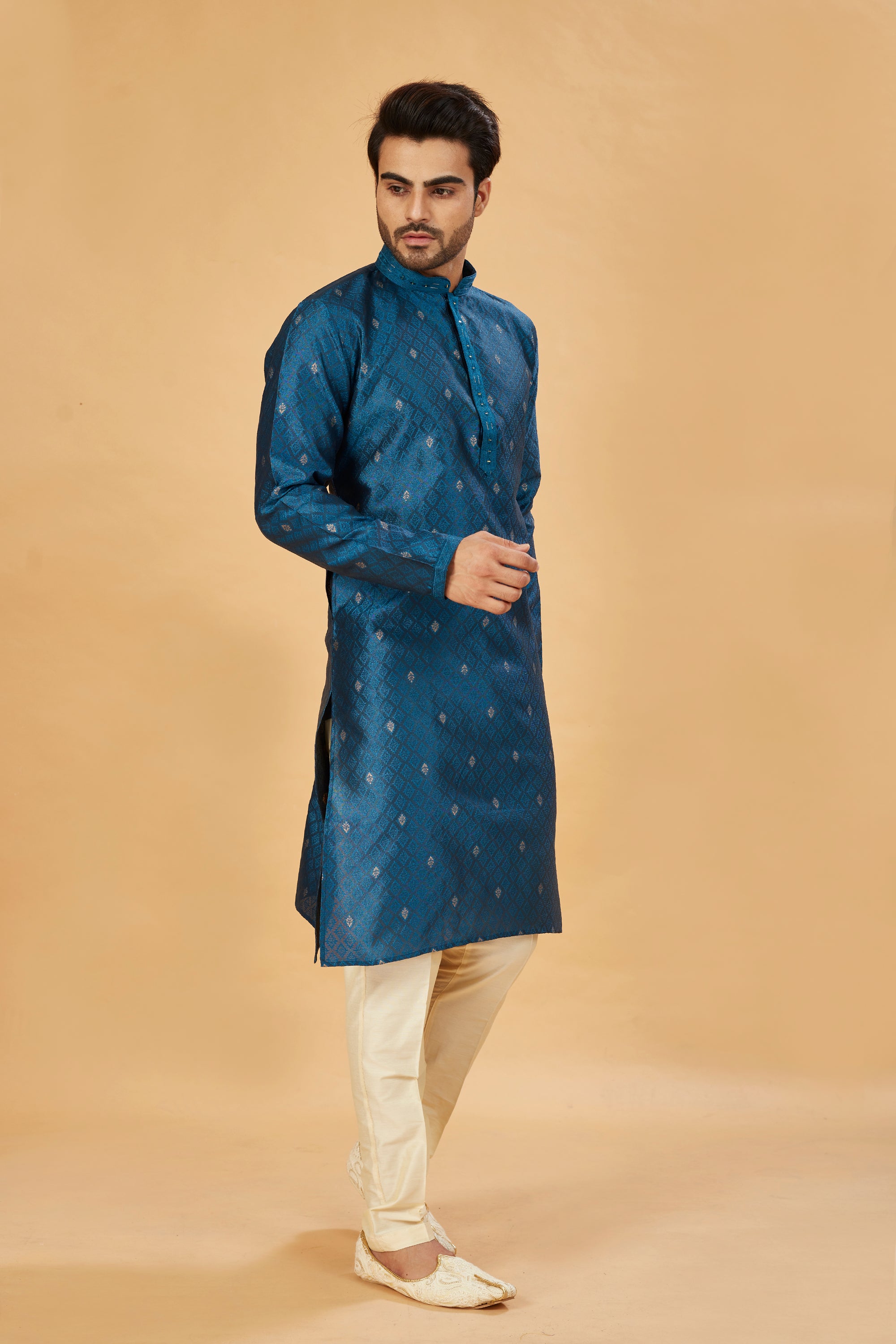 Royal blue motif kurta