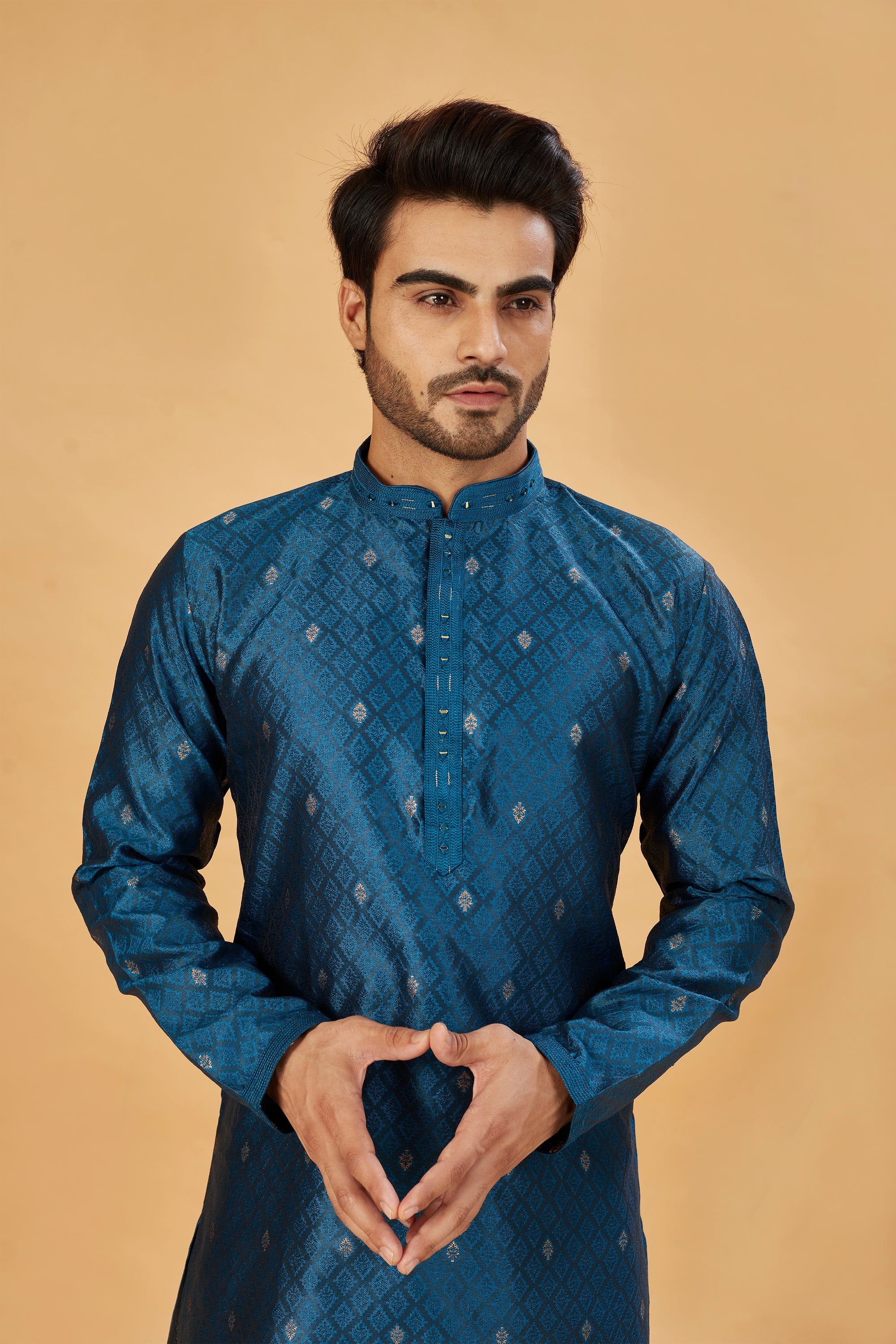 Royal blue motif kurta