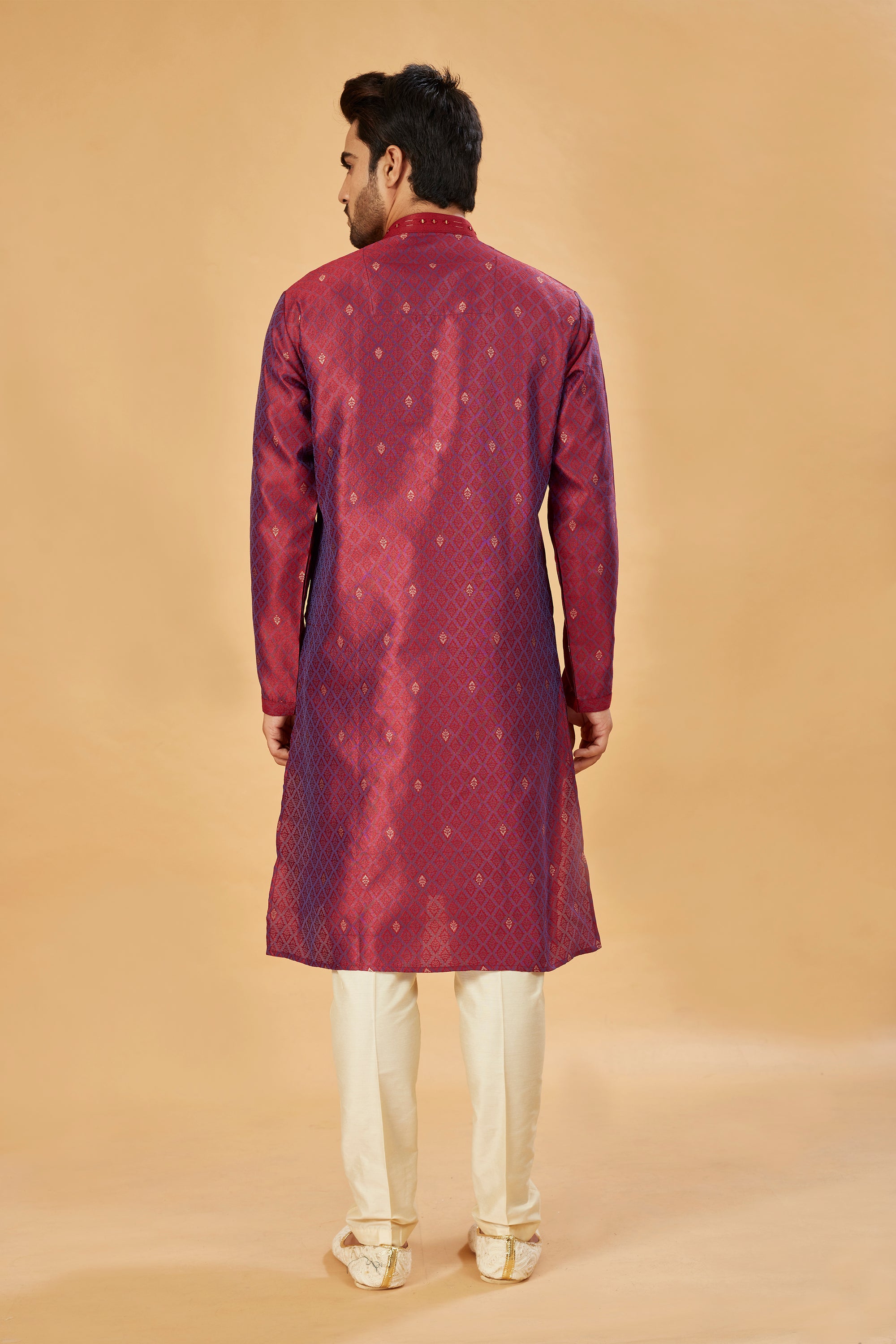Deep red motif kurta