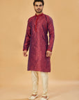 Deep red motif kurta