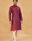 Deep red motif kurta