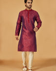 Deep red motif kurta