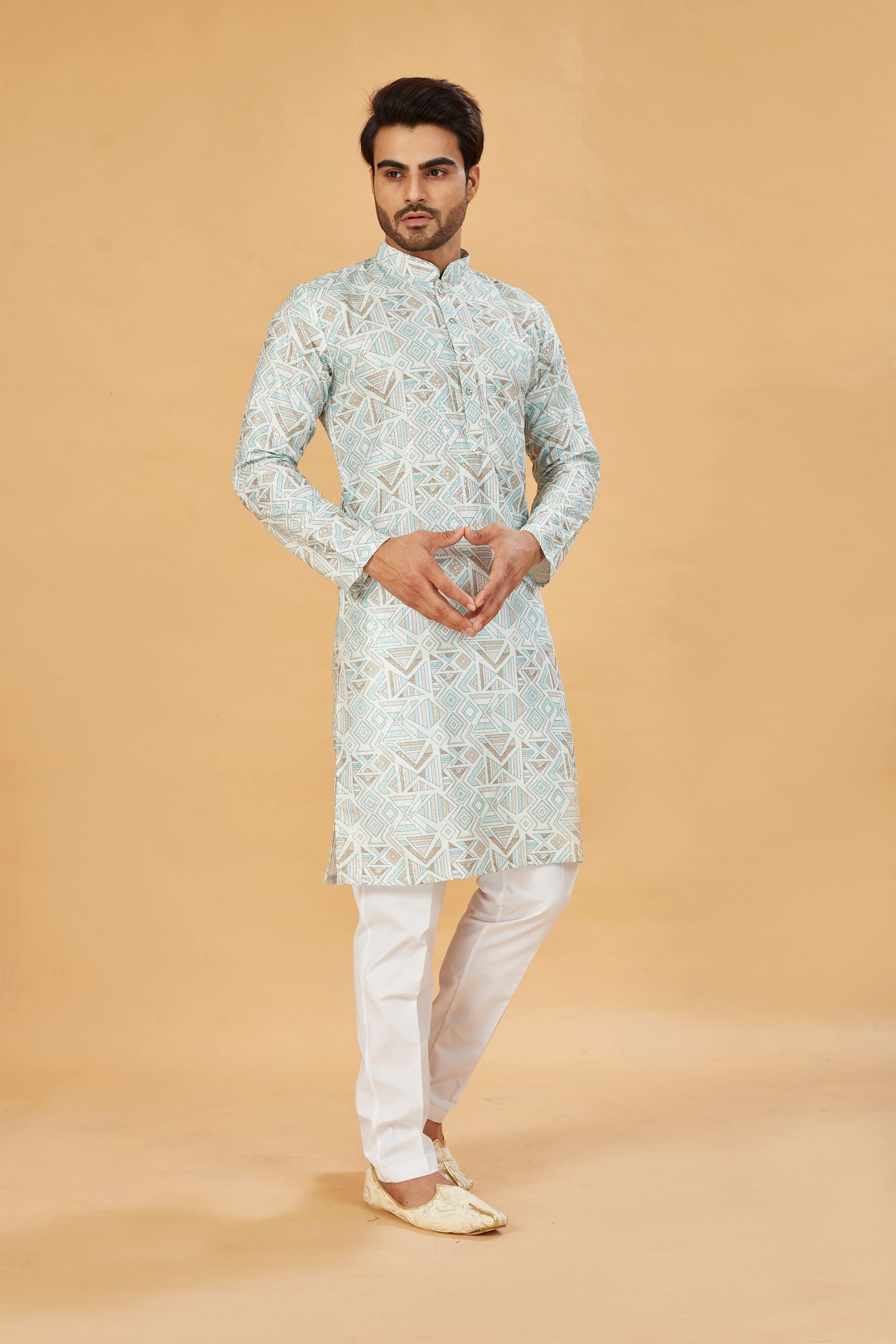 Mint Geometric Print Kurta