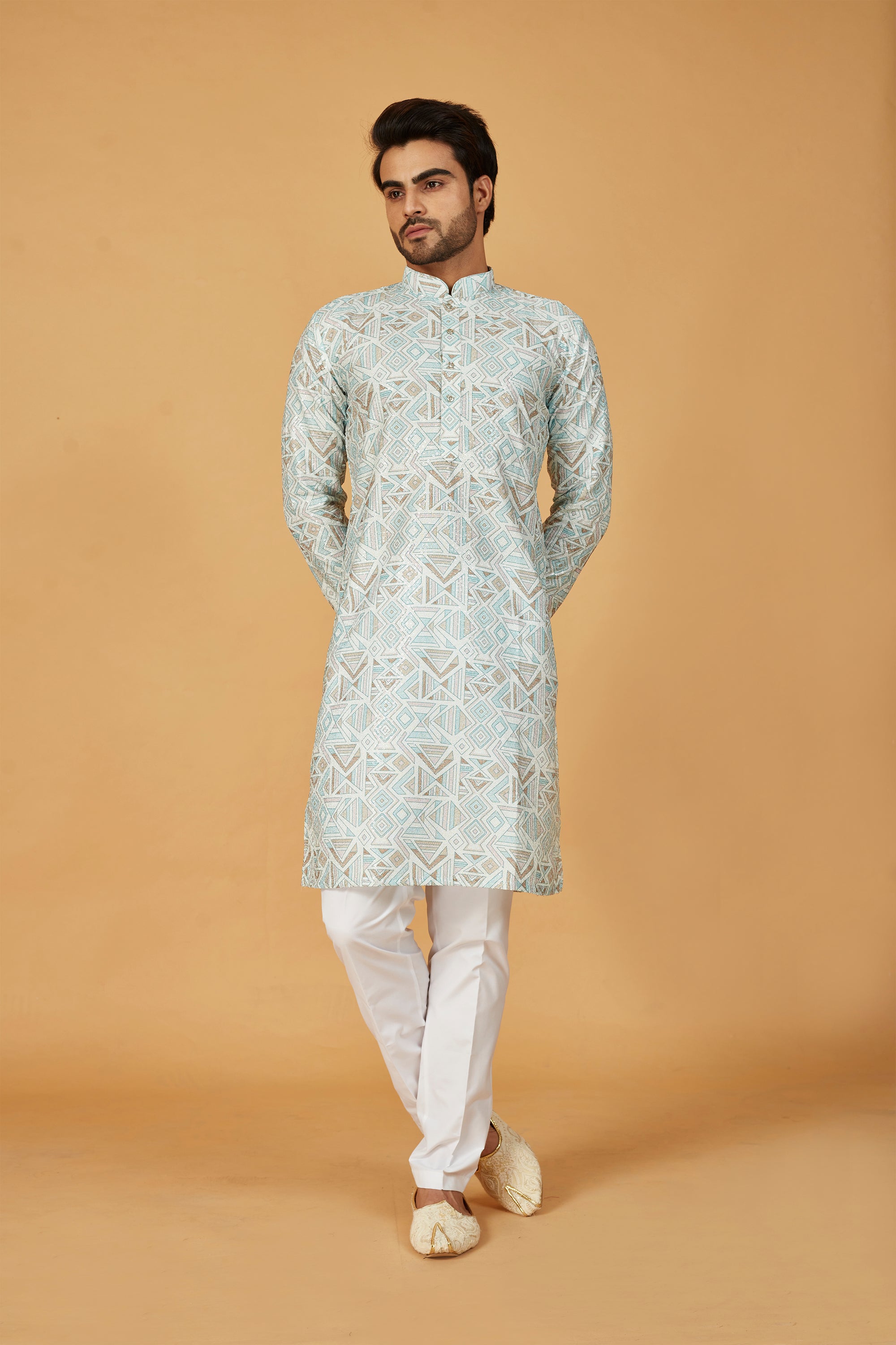 Mint Geometric Print Kurta