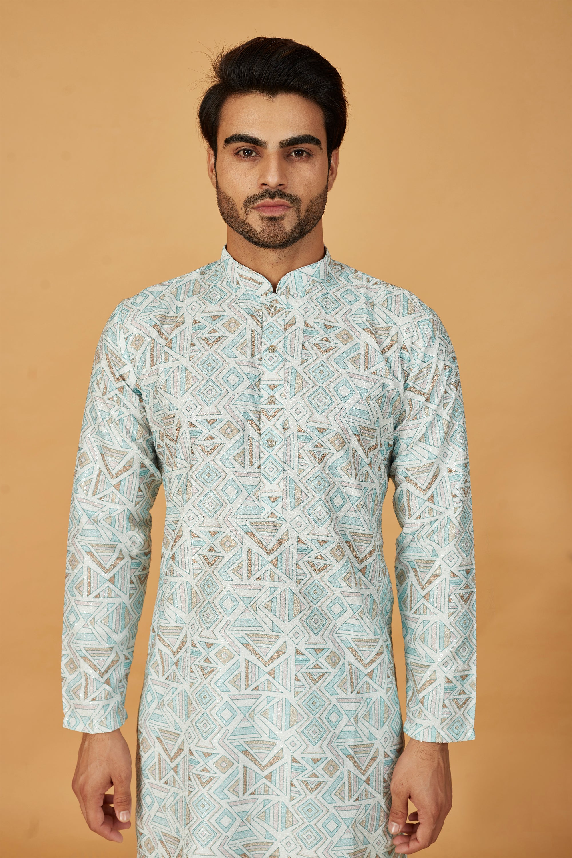 Mint Geometric Print Kurta