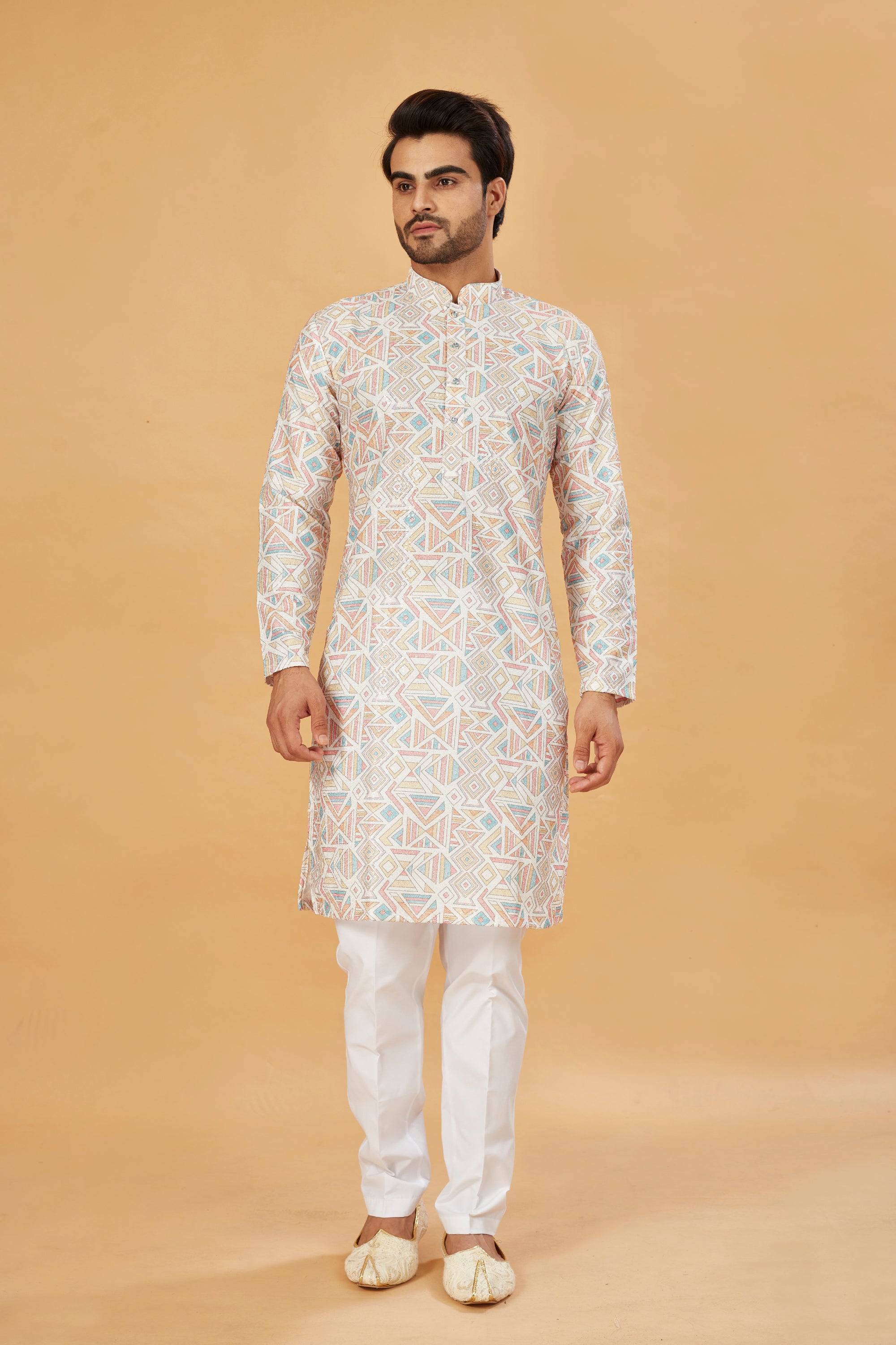 Pastel Geometric Print Kurta