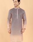 Green ombre kurta with pink embroidery