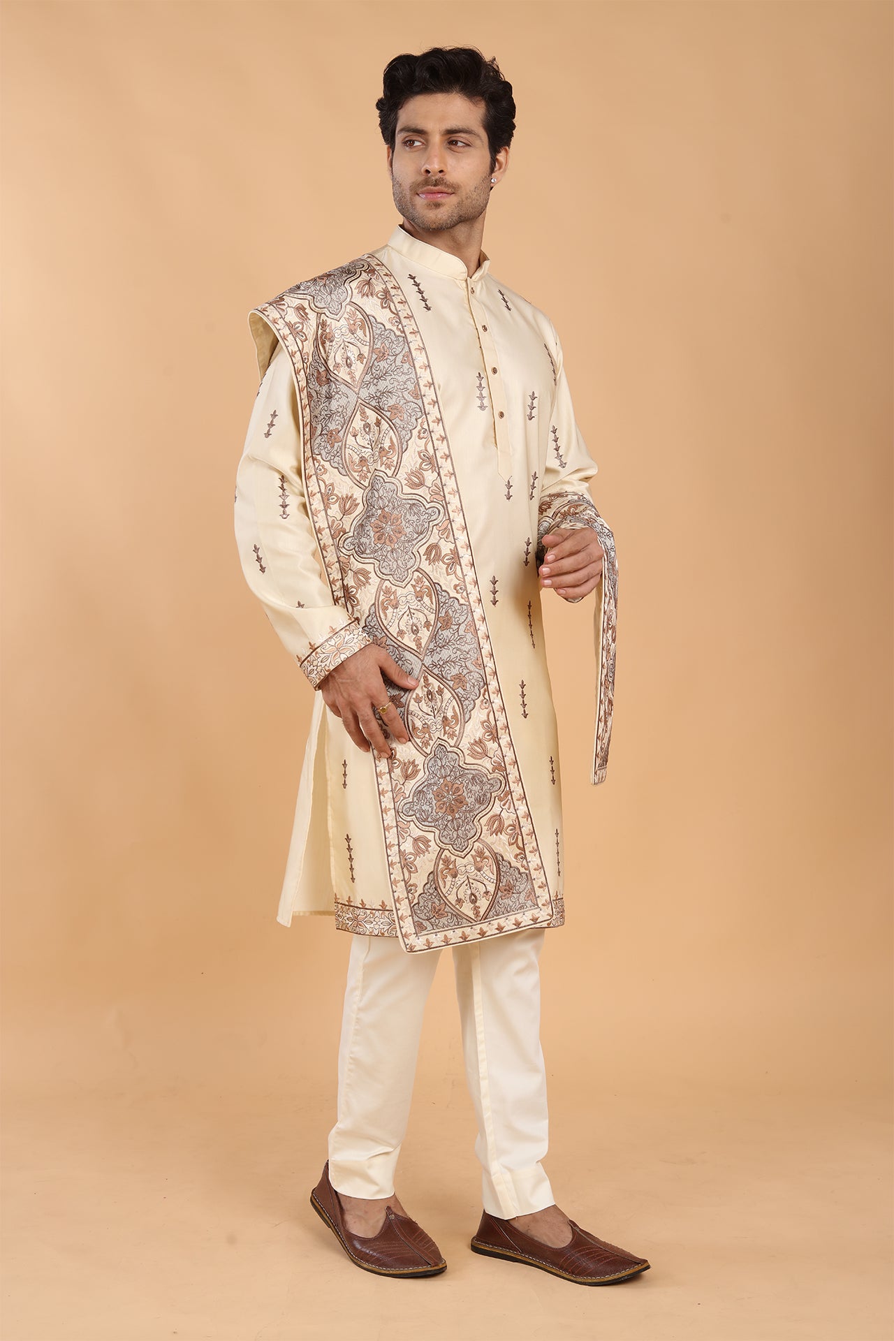 Fawn Kurta with Dupatta