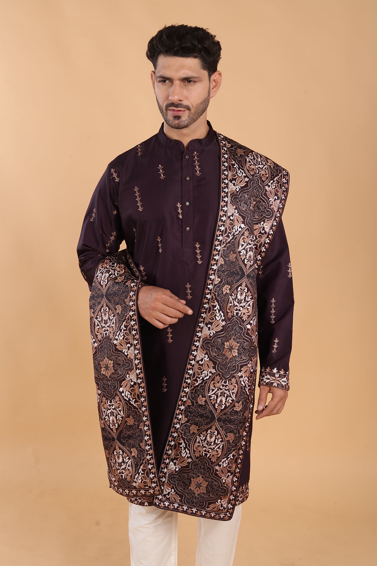 Deep Wine Kurta with Dupatta