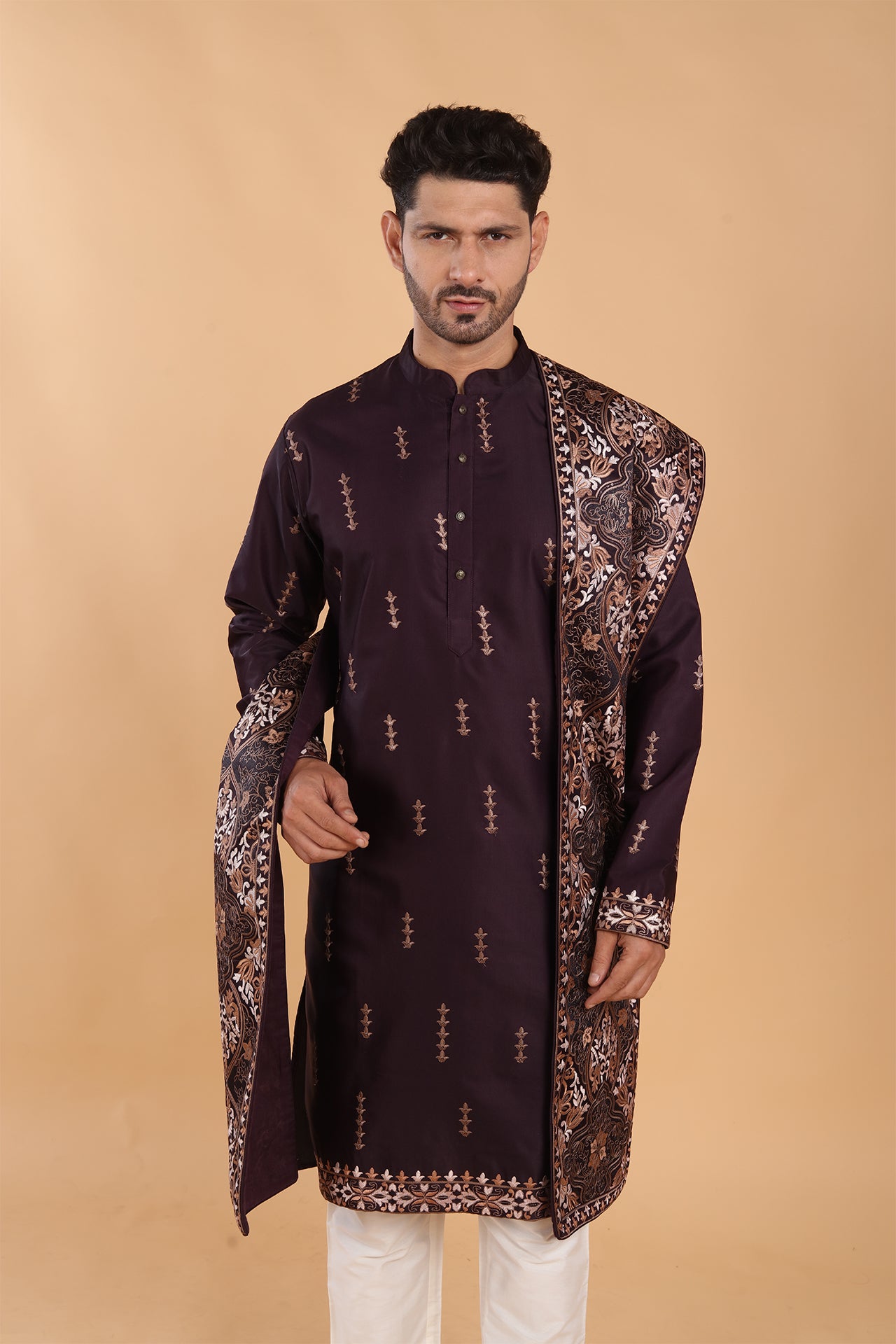 Deep Wine Kurta with Dupatta