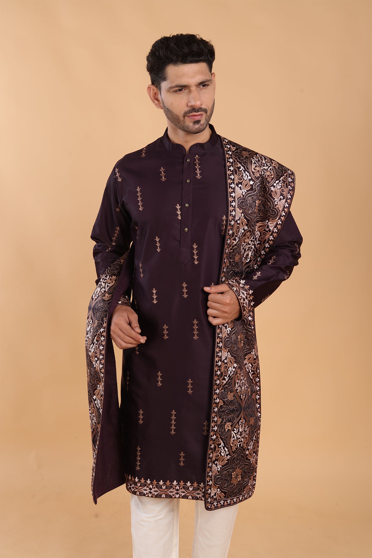 Deep Wine Kurta with Dupatta